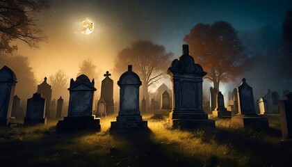 cemetery in night
