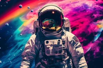 Fototapeten pop art astronaut, pop art style astronaut,  space travel illustrated astronaut © MrJeans