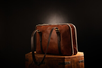 Women's stylish leather bag close-up - 728032755
