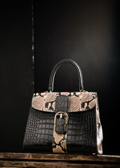 Women's stylish leather bag close-up - 728032934