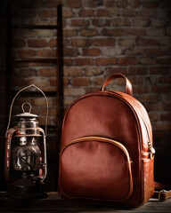 Women's stylish leather bag close-up - 728033513