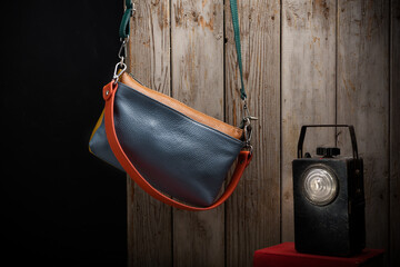 Women's stylish leather bag close-up - 728033717