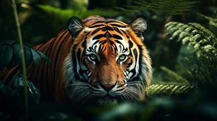 Close-up of a tiger in the wild