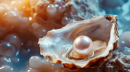 Shiny pearl inside of oyster shell wallpaper background