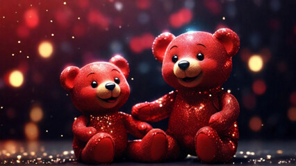 Valentine Happy Teddies Couple Wallpaper Background