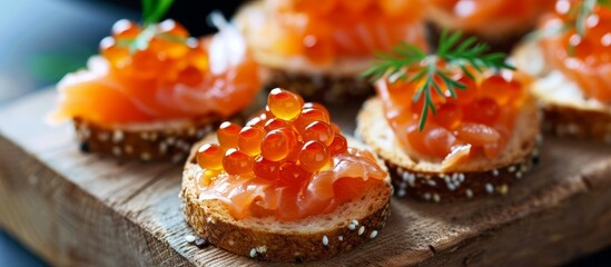 Indulge in the Luxurious Delight of Red Caviar Canapes with Smoked Salmon