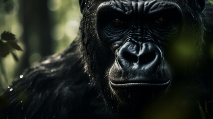 Close-up of a gorilla in the wild