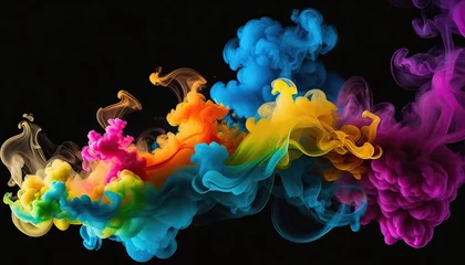 Foto op Plexiglas Colorful cloud of smoke on a black background. Background for design © Badr