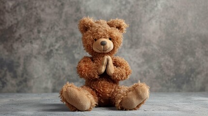 cute teddy bear doing yoga, isolated 