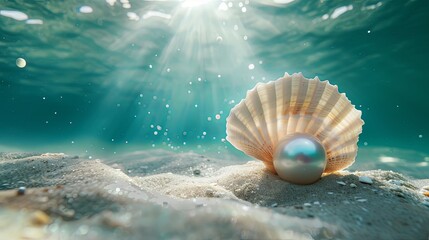 Sealife and pearl on sea bottom wallpaper background
