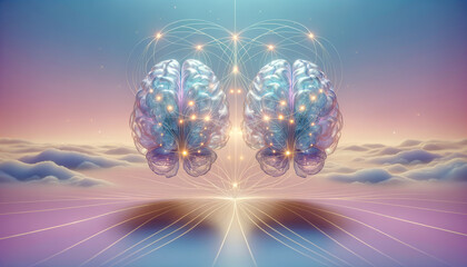 Mindful Harmony: A Visual Representation of Brain Synchronization - obrazy, fototapety, plakaty