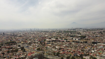 Naklejka premium DRONE FLIGHT IN THE FORTS OF LORETO AND GUADALUPE IN PUEBLA MEXICO