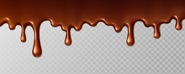 realistic vector icon illustration. melting chocolate line dripping on transparent background.