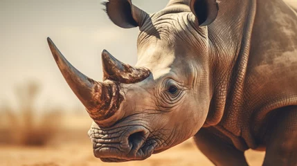 Deurstickers Close-up of a rhinoceros in the wild © CaptainMCity