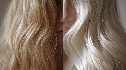 Naklejka premium Blonde Hair Transformation: Before and After Styling