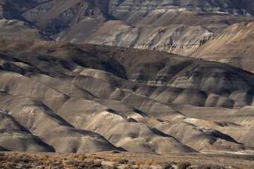 Relief of nature in Patagonia. Lonely land in Argentina. Colorful hills during winter time.