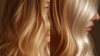 Fototapeta premium Blonde Hair Transformation: Before and After Styling