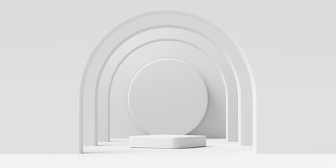 Podium White For Product Display Showcase Presentation 3D Rendering 