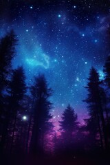 Fototapeta na wymiar beautiful starry night sky with nebulas and stars over forest, beauty at nature