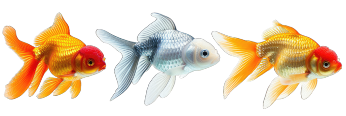 Collection of aquarium fish, freshwater fish on transparent background generative ai