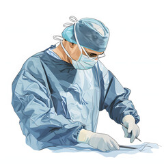 Surgeon preparing for an operation isolated on white background, realistic, png
