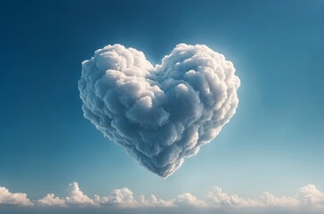 a cloud, fluffy and distinct, shaped perfectly like a heart