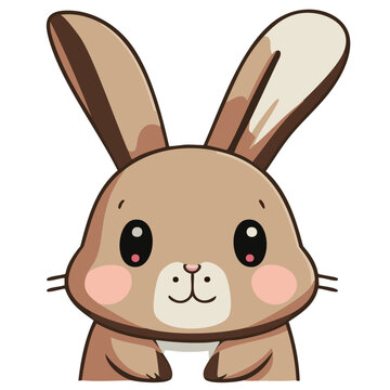 Brown Rabbit Face Illustration