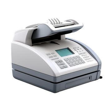Fax machine on white or transparent background