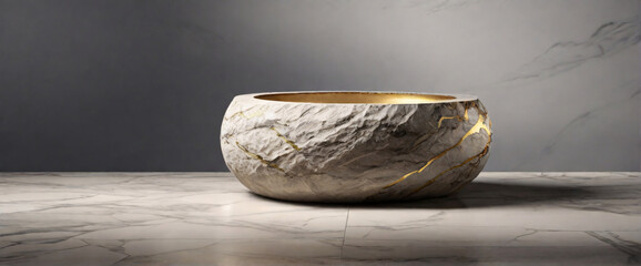 Stone podium for display product. Background for cosmetic product branding, identity and packaging inspiration