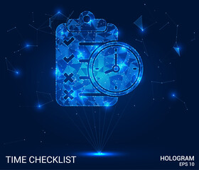Time checklist hologram. Step into the next era of scheduling with this vector, showcasing a holographic time checklist. Witness the synergy of time tracking and modern technology.