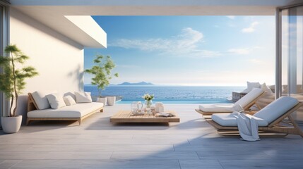 Fototapeta na wymiar Luxury Resort Bedroom with Ocean View