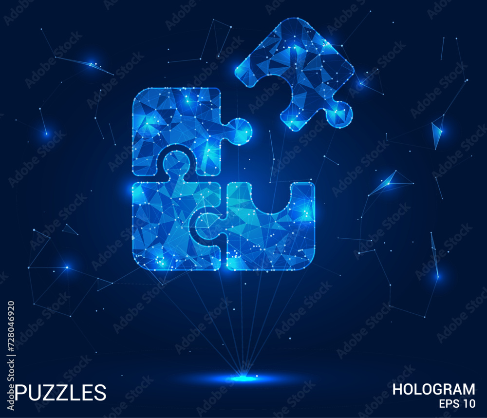 Wall mural hologram puzzle connection: step into a holographic puzzle dimension with this vector, showcasing in