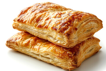 Cheese puff pastry isolated in white background - obrazy, fototapety, plakaty