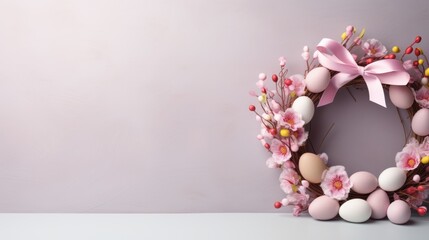 Fototapeta na wymiar Easter Eggs with Golden Bow