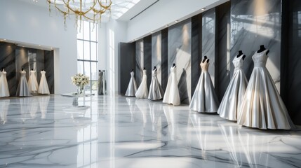 Minimalist Luxury Showroom with Haute Couture Gowns