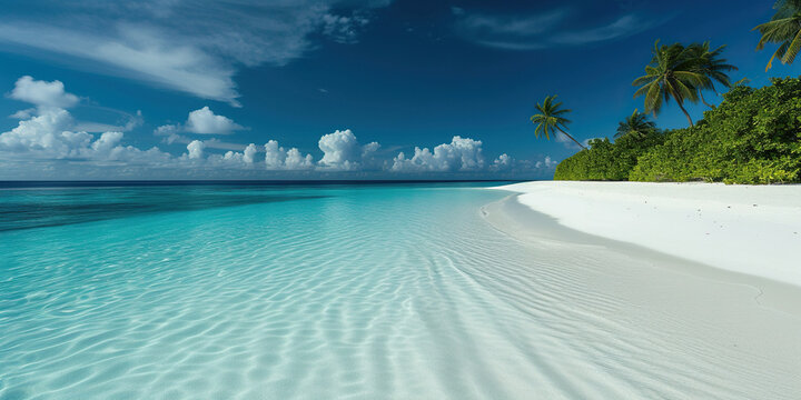 paradise tropical beach with turquoise ocean	
