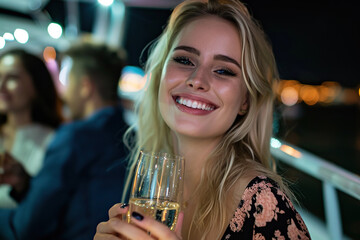 night party woman with champagne