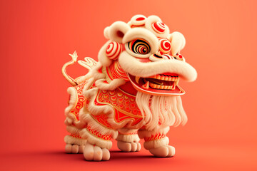 3D Red Dragon is a symbol of the 2024 Chinese New Year on a solid background