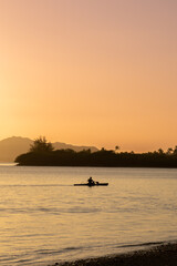 Sunset at Maunalua Bay Beach Park, Hawaii Kai, Honolulu Oahu.  kayak canoe