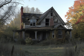 haunted house in the woods.AI generated