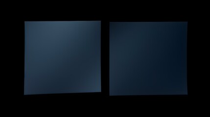 Two Navy Blue square Paper Notes on a black Background. Brainstorming Template with Copy Space