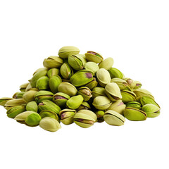 Heap of pistachios on white or transparent background