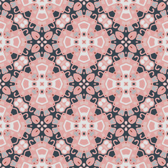Abstract geometric seamless pattern in white pink gray black, vector seamless, can be used for printing onto fabric, interior, design, textile