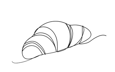 Continuous one line drawing. Croissant icon badge bakery. Linear style