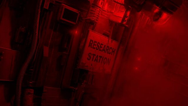 Red Alert At Research Facility Interior Shot