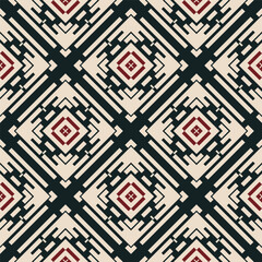 Trendy abstract geometric seamless  pattern in white black red, vector seamless, can be used for printing onto fabric, interior, design, textile