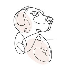 Dog pet one line continues outline vector art illustration and tattoo design