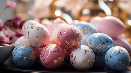 Pastel Colored Easter Decorations: Soft and muted pastel hues for Easter.