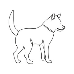Dog pet one line continues outline vector art illustration and tattoo design