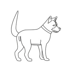 Dog pet one line continues outline vector art illustration and tattoo design